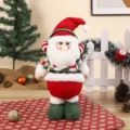 Christmas Santa plush doll knit plaid ornament holiday desktop showcase decoration cute toy - Santa Claus
