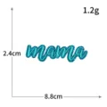 Glitter blue mama embroidered patch iron on clothing badge DIY decorative applique specs 8.8x2.4cm - mama (S6289) / 1 Piece / Blue