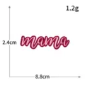 Glitter pink mama letter embroidered patch iron-on clothing DIY accessory size 8.8cm - mama (S6289) / 1 Piece / Purple