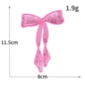 Toppa fiocco paillettes rosa brillante applicazione ricamata per abiti borse scarpe. - Fiocco Rosa (M1643)
