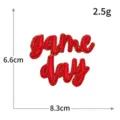 Glitter red letter game day embroidered patch, iron-on heat adhesive badge accessory. - game day (S6375) / 1 Piece / Red