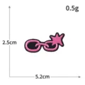 Parche bordado de cadena rosa y negro, accesorio elegante, tamaño 2.5x5.2 cm, peso 0.5g. - Estrella de Cadena (S6688) / 5.2x2.5cm