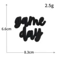 Black glitter game day embroidered patch iron on badge appliques apparel DIY crafts decor - game day (S6375) / 1 Piece / Black