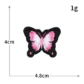 Leuke roze zwarte vlinder geborduurde patch voor kleding jas tas decoratie accessorio - 4.8x4cm