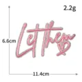 Glitter pink letter embroidery patch Let Them iron on badge clothing DIY accessory 11.4cm - Let Them (S6277) / 1 Piece / Pink