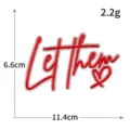 Glitter letter embroidery patch, red heart DIY iron on badge for clothing, 11.4x6.6cm - Let Them (S6277) / 1 Piece / Red