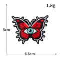 Rode vlinder oog borduurwerk patch, trendy goth kleding tas accessoire 5x6.6cm badge. - 6.6x5cm