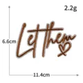 Glitter brown embroidered Let Them patch DIY iron on badge 11.4x6.6cm garment decoration - Let Them (S6277) / 1 Piece / Brown