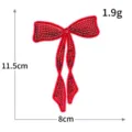 Toppa ricamata con fiocco in paillettes rosse, accessorio abbigliamento 11.5x8cm, peso 1.9g. - Fiocco Rosso (M1643)