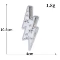 Toppa Ricamata Fulmine Paillettes Argento DIY Termoadesiva Applicazione 10.5x4cm - Fulmine Grigio (M1645灰) / Grigio