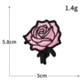 Roze roos geborduurde patch DIY strijkijzer op badge kleding jas accessoire 5x5,8 cm - 5.8x5cm