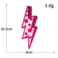 Toppa Ricamata Fulmine con Paillettes Rosa Applicazione Termoadesiva 10.5cm DIY - Fulmine Rosso Rosa (M1645玫红) / Rosso rosa