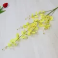 Artificial yellow dancing orchid silk flowers 5-fork fake plant for home decor party. - Yellow