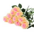 Artificial silk rose flowers bouquet, champagne pink fake roses for home wedding decor - Champagne Pink