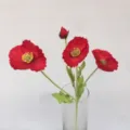 Artificial red poppy flower detail shot, perfect for home decor, wedding and interior styling. - Red