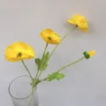 Artificial poppy flower yellow silk floral arrangement home wedding decor vase centerpiece - Yellow