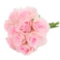 Premium artificial pink rose bouquet with 10 heads, ideal for wedding and home decoration. - Light Pink
