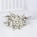 Artificial baby's breath flowers bunch white faux floral bouquet for home wedding decoration - White