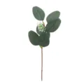 Artificial eucalyptus branch with white fruit, green faux plant stem for home decor. - 04C