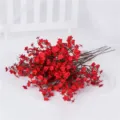 Artificial red flower bouquet for home decoration, wedding party, and floral arrangements. - Red (One Piece)