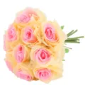 Artificial rose bouquet, pink and champagne silk flowers, 10-head wedding home decor floral. - Champagne Pink