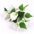 Bouquet de fleurs de lys artificiel 5 têtes fausses plantes blanches pour décoration. - Blanc Cœur Vert