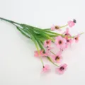 Artificial pink silk flowers branch, 5-head fake floral arrangement for home decor and crafts. - Pink