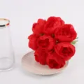 Red artificial peony bouquet for wedding home decor fake flower decoration variant style - Bright Red