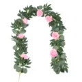 Artificial eucalyptus rose flower garland detail shot, perfect for home wedding decor. - Deep Pink