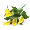 Bouquet de fleurs de lys calla jaunes artificielles 5 têtes pour déco maison jardin extérieur. - Jaune