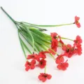 Artificial Red Silk Flower Bouquet Variant, 5-Head Fake Plant Stem for Home Decor & Floral Design - Red