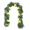 Artificial Eucalyptus Garland with Yellow Roses Fake Vine for Wedding Home Party Decor - Yellow