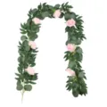Artificial eucalyptus rose flower vine garland for home wall hanging decoration details view. - Light Pink