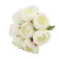 Artificial peony silk flower bouquet wedding bridal home decor fake floral arrangement white - White