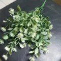 Artificial eucalyptus leaf bouquet detail shot, fake green plant for wedding decor. - DF-3
