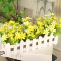 White fence artificial flower set, yellow daisy silk floral arrangement for home decor sku variant - Small Floral Light Green