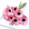 Bouquet di fiori di papavero artificiali rosa in PU per decorazione casa matrimonio - Rosa