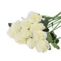 Artificial white rose bouquet faux flowers for home wedding party decoration floral arrangement - White