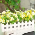 Artificial flowers white fence pot yellow daisy home decor floral tabletop gifts - Small Floral White