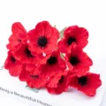Artificial poppy flower bouquet red silk fake flowers for home wedding party decor detail - Red
