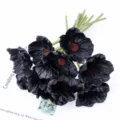 Bouquet di fiori di papavero nero artificiale, fiori finti in PU per matrimonio e decorazione. - Nero