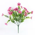 Artificial purple flower bouquet with green eucalyptus leaves fake plants for home decor - Fuschia