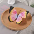 Simulation 3D butterfly decorative ornament DIY craft artificial flower hair accessory - 8cm / Pink-Blue-Yellow-Black Gradient