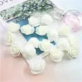 100pcs 3.5cm PE foam artificial rose heads for wedding party DIY crafts and home decor projects. - Cream White