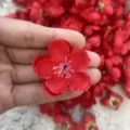 Red artificial plum blossom flower heads for DIY crafts, wedding hair decor, wreaths and dress. - Red