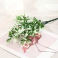 Artificial lavender flower bunch, plastic fake plant, ins style green decor for room. - White
