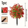 Artificial Flower Ground Insert Red Violet Plant Outdoor Garden Home Decor 60cm 1pc - Red