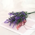 Artificial lavender flower bouquet purple fake plant for home decor and living room setup - Purple
