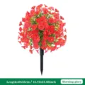 Artificial Morning Glory Flower Ball Ground Stake Outdoor Garden Wedding Decor Red Plant - Red