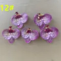 Artificial orchid flower heads purple spot fake flowers for wedding DIY decoration 5pcs - 12#